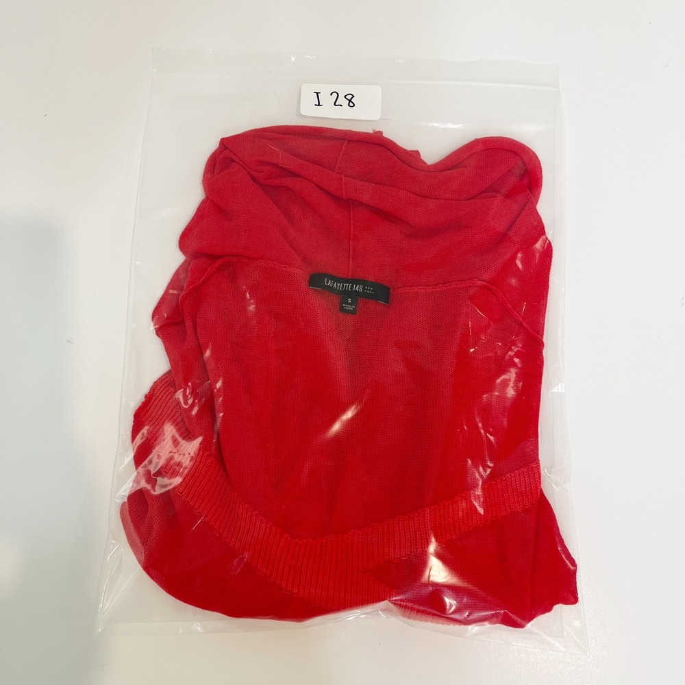 Lafayette 148 New York Womens Red Sheer Knit Open Front Cardigan Sweater SMALL - Picture 8 of 8